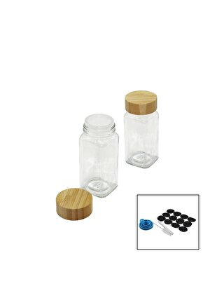 12 PCS TAKIM KARE CAM BAHARATLIK - TUZLUK BAMBU KAPAKLI (4767)
