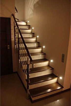 1. Kalite Yuvarlak Gün Işığı Sensörsüz Mat Krom Led Spot Basamak Armatürü