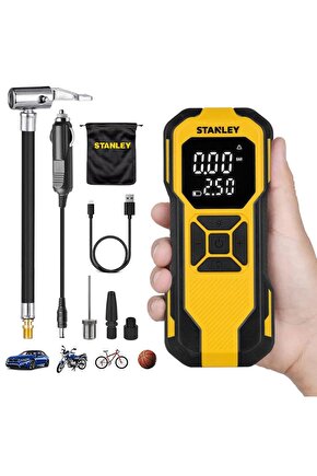 Sxıf0101 12v  Şarjlı Li-ion 150 Psı Dijital Göstergeli Akıllı Lastik Şişirme Pompası Powerb