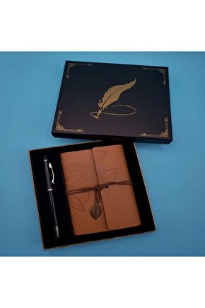 Taba Deri Defter Ve Kalem Set