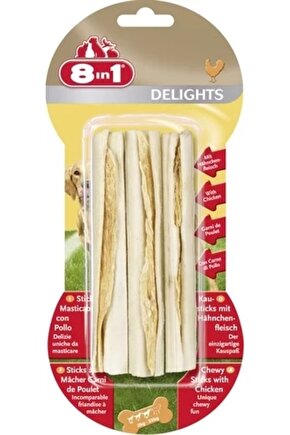 8 In 1 Delights Sticks Tavuklu Köpek Kemik Ödülü 3 Adet 75 Gr