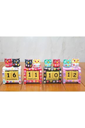 Ahşap Baykuş Takvim Polos-21 - BLC6683-2756