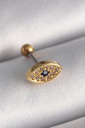316l Çelik Gold Renk Zirkon Taşlı Göz Tragus Piercing