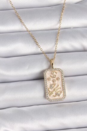 316l Çelik Gold Renk Zincir Yengeç Burcu Zirkon Taşlı Kadın Kolye