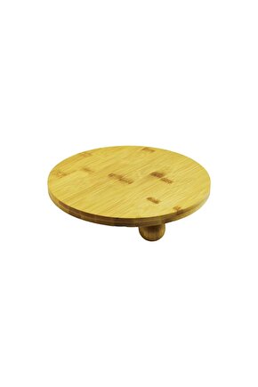 Yuvarlak 24.5cm 3 Mini Top Ayaklı Ahşap Bambu Sunum Tepsisi - Mini Sofra (4767)