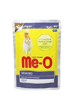 Meo Adult Sterilised Parça Etli Soslu Tavuklu Kısırlaştırılmış Konserve Kedi Maması 80 gr