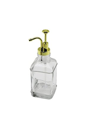 Kare Cam Şişe - Şeffaf Sivi Sabunluk 500ml Pompa - Musluk Ayrik Model Başli (4767) - Lisinya