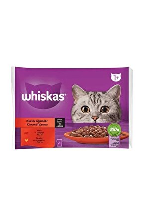 Pouch Sos Içerisinde Sığır Etli Ve Tavuklu Yetişkin Konserve Kedi Maması 4 Adet 85 gr