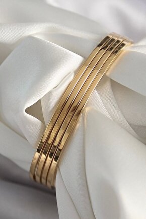 316L Çelik Gold Renk 4lü 60 mm Ajda Model Kadın Bilezik