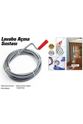 Lavabo Ve Gider Boruları Açacağı - Lavabo Açma Sustası - 5Metre (4767)