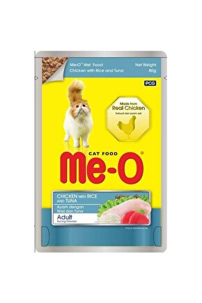 Meo Tavuk Pirinç Ve Ton Balıklı Yetişkin Konserve Kedi Maması 80 gr