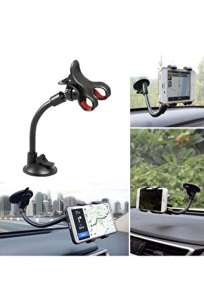 Akrobat Cama Sabitlenen Güçlü Vakumlu 360 Derece Dönen Tüm Modellere Uyan Oto Telefon Tutucu (4767)