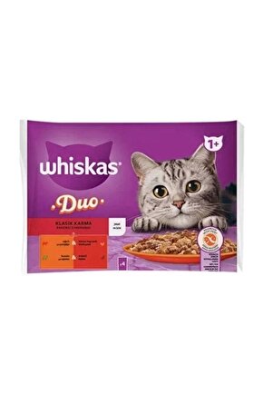 Duo Klasik Karma Lezzetler Pouch Yetişkin Konserve Kedi Maması 4 Adet 85 gr