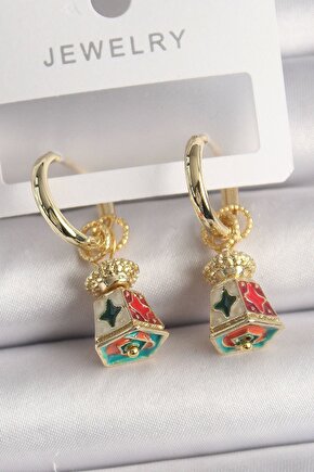 Muı Muı Pirinç Gold Renk Renkli Vintage Çin Emaye Model Kadın Küpe