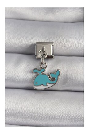 316l Çelik Gümüş Renk Sallantı Mavi Balina Model Nomination Charm
