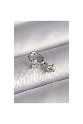 316l Çelik Gümüş Renk Zirkon Taşlı Model Sallantı Detay Tragus Piercing - Tj-pr1299