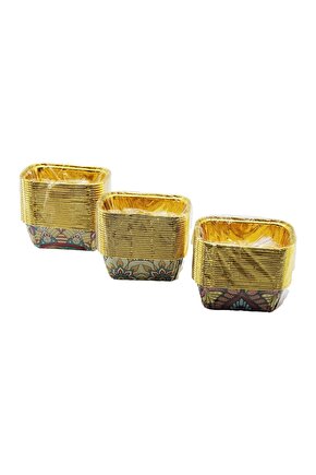 20 Pcs Gold - Folyoludikdörtgen - Kalin Muffin Kağit Kek Kapsülü (4767)