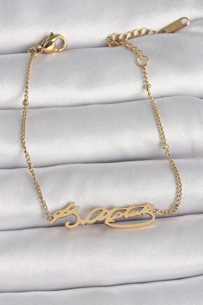 Muı Muı 316l Çelik Gold Renk Atatürk Imza Model Kadın Bileklik
