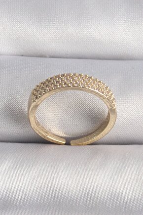 Pirinç Gold Renk Zirkon Taşlı Vıp Seri Kadın Yüzük - Tj-byk3506