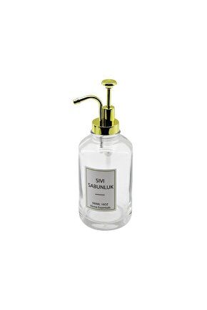 YUVARLAK CAM ŞİŞE - ŞEFFAFSIVI SABUNLUK 500ML POMPA - MUSLUK AYRIK MODEL BAŞLI