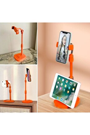 Masa Üstü Tablet ve Telefon Tutucu Plastik Aparat Turuncu Telefon Standı (4767)