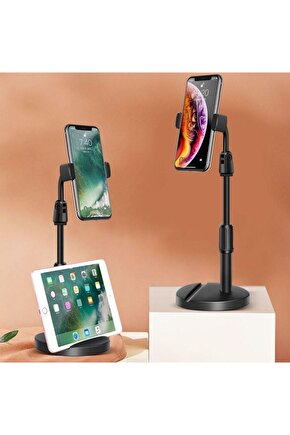 Masa Üstü Tablet Ve Telefon Tutucu Plastik Aparat Siyah Telefon Standı (4767) - Lisinya