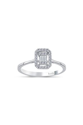 0.17 Karat F-SI Baget Pırlanta Yüzük