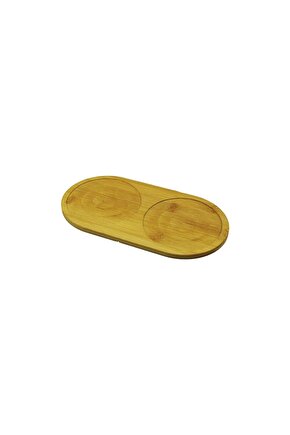YUVARLAK AHŞAP BAMBU 2 BÖLMELİ YAĞDANLIK ALTLIK 12X23.5CM (4767)