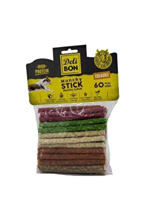 Munchy Renkli Orta Boy Deri Çubuk Köpek Ödülü 60 Adet - Petshopundan