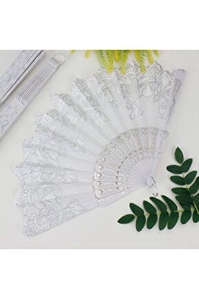 Plastik Kumaş Yelpaze 12li Beyaz