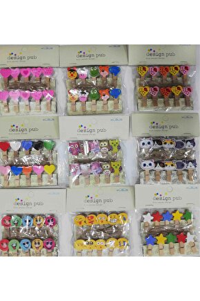 10lu Şekilli Ahşap Mandallar 3.5cm (10LU SET-10 PAKET)