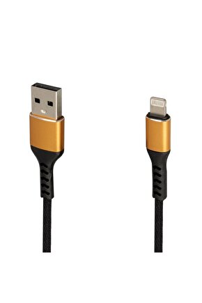 WK-22025 USB TO LIGHTNING ÖRGÜLÜ SİYAH ŞARJ KABLOSU (NO:14) (4767)