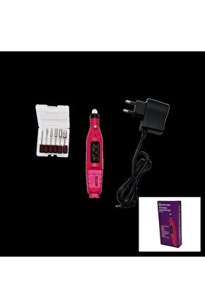 7 Uçlu Elektrikli Manikür Pedikür Seti 2000-300rpm Hız Roz