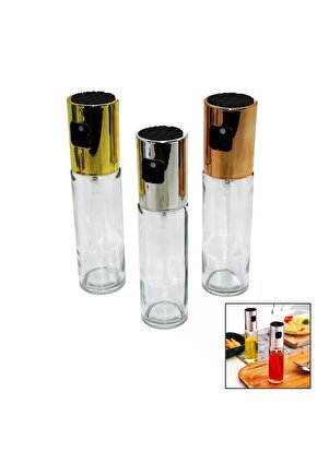 100 ML SPREY CAM YAĞDANLIK KROM - RENKLİ SPREY KAFA - İNCE UZUN ŞİŞE (4767)