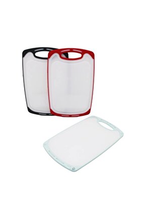 40x24cm Büyük Plastik Kesim Panosu Kaymaz Silikon Kenarlık - 10mm Kalınlık (4767)