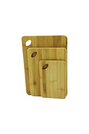 3LÜ SET  AHŞAP BAMBU KESİM PANOSU  YANDAN KULPLU   14X22CM - 21X29CM - (4767)