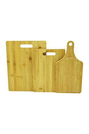 3 BOY SET AHŞAP BAMBU KESİM PANOSU 16X22 - 20X28 - 25X33CM (4767)