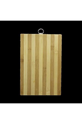 AHŞAP 20X30CM BEYAZ ÇİZGİLİ BAMBU KESİM PANOSU METAL KULPLU (4767)