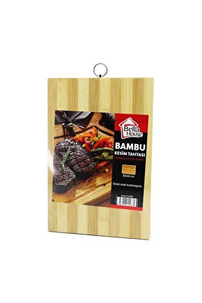 BEYAZ ÇİZGİLİ BAMBU KESİM PANO METAL KULPLU 22X32CM (4767)