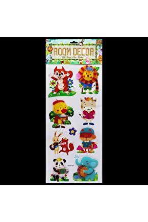 Şirin Hayvan Figürlü Duvar Sticker Mix 8d 8-9 Parça (4767)