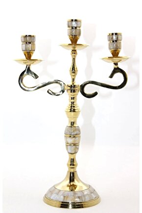 Pirinç Sedefli 3lü Şamdan 18912