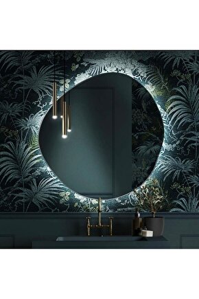 90 Cm Beyaz Ledli Asimetrik Banyo Aynası Makyaj Aynası