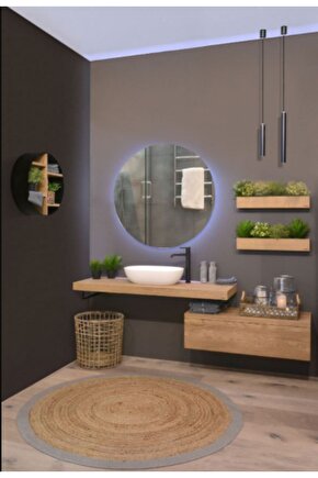 60 Cm Rgb Çok Renkli Ledli Yuvarlak Duvar Aynası Banyo Ve Makyaj Aynası Trafolu Kumandalı