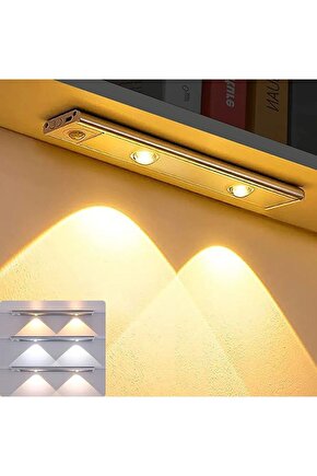 Sensörlü, Şarjlı, 3 Işık Renkli, 30 CM Alüminyum Kasa, Işık Desenli, Çok Amaçlı Modern Led Aplik