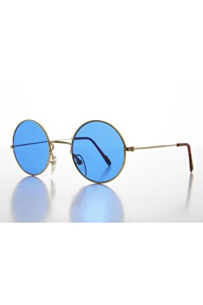 Yulak Cam John Lennon Tarzı Gold Çerçeveli Mavi Gözlük