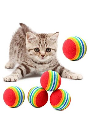 3lü Gökkuşağı Sünger Kedi Köpek Çiğneme Oyun Topu 42 cm (4767)