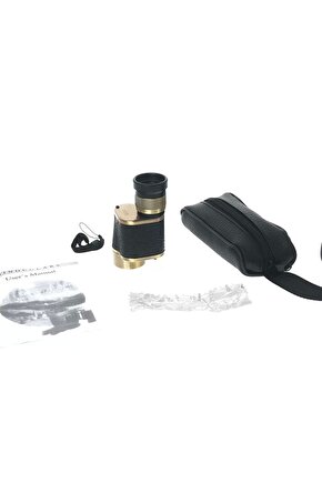6x24  Baıgısh, Askeri Tarzi Pirinç Ve Deri Kaplamalı, Deri Çantalı Monocular Dürbün Sarı
