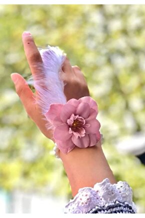 Bride To Be Nedime Gelin Bilekliği Tüy Ve İnci Boncuk Detaylı Pembe Renkli Bekarlığa Veda Partisi Bi