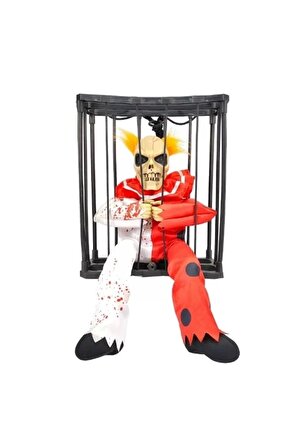 Hareketli Sesli Sensörlü Mahkum Joker İskelet Dekorasyon 22x27 Cm