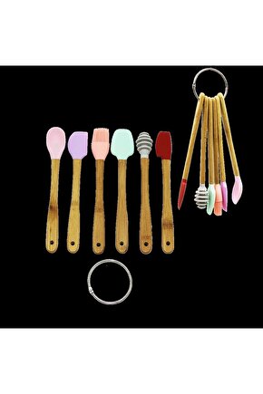 6 Parça Mini Ahşap Saplı Silikon Mutfak Set (4767)